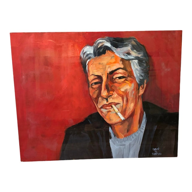 Cj Shapiro Original Oil Painting of Man Smoking. For Sale