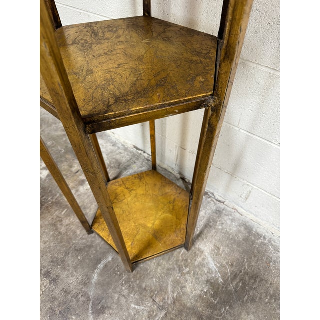1950s Vintage Italian Gold Gilt Iron & Wood Tiered Etageres For Sale - Image 5 of 8