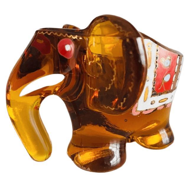 Vintage Amber Glass Decorative Elephant Pipe Holder from Moser Royo, 1930s For Sale - Image 4 of 8