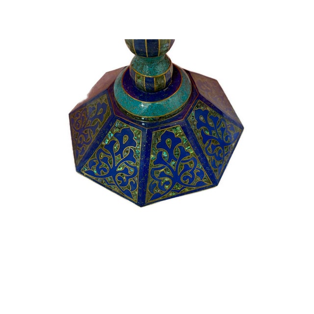 Luxury Handmade Wooden Chess Table With Mother of Pearl Inlay For Sale - Image 6 of 11