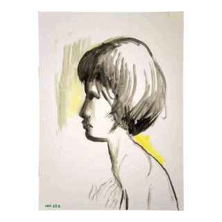 Leo Guida, Portrait, Original Watercolor, 1970s For Sale