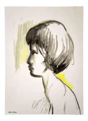 Leo Guida, Portrait, Original Watercolor, 1970s