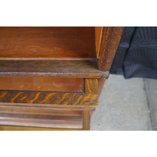 Wood Antique Globe Wernicke Quartersawn Oak Mission Stacking Barrister Bookcase 58" For Sale - Image 7 of 12