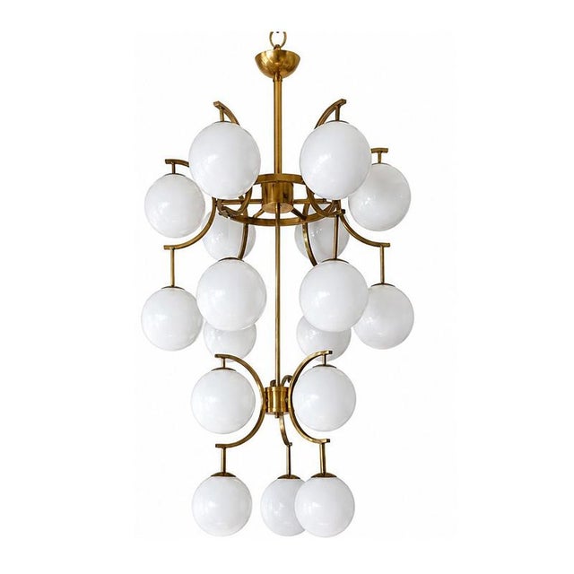 White Glass Sphere Pendant Light, 1980s For Sale - Image 3 of 7