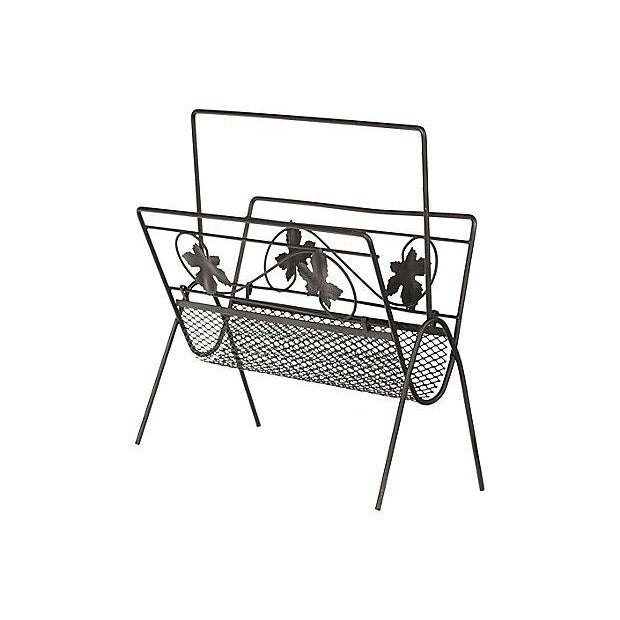 1960s Mesh & Leaf Magazine Rack For Sale - Image 5 of 5
