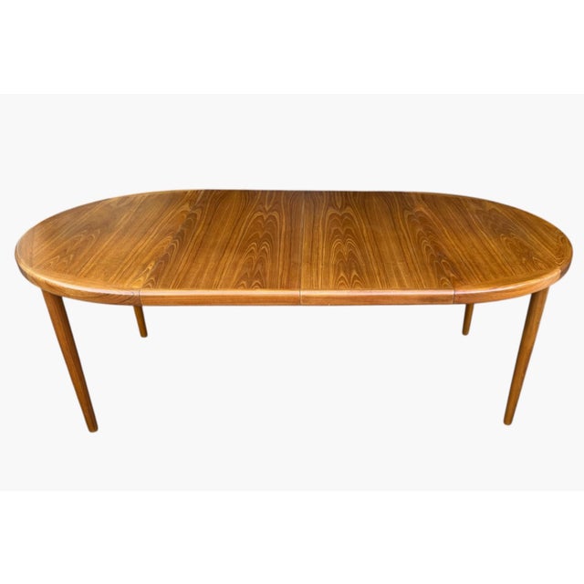 Restored Vintage Danish Modern Teak Dining Table – Oval Extendable With Two Leaves For Sale - Image 10 of 18