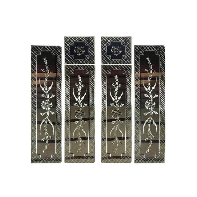 Glass Mirrored Venetian Style Cut Glass Panels - Set of Six For Sale - Image 7 of 7