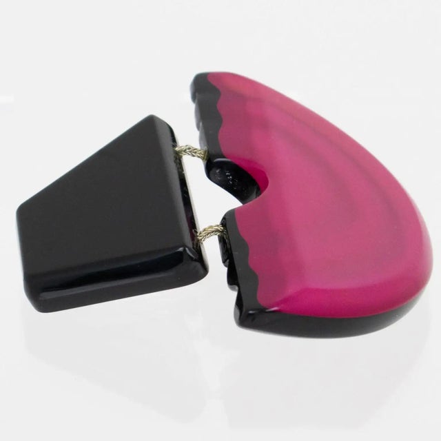 Harriet Bauknight by Kaso Fuchsia Dangle Clip Earrings For Sale In Atlanta - Image 6 of 6