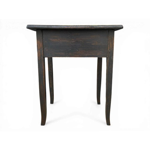Dark Lacquered Fir Side Table For Sale - Image 11 of 13