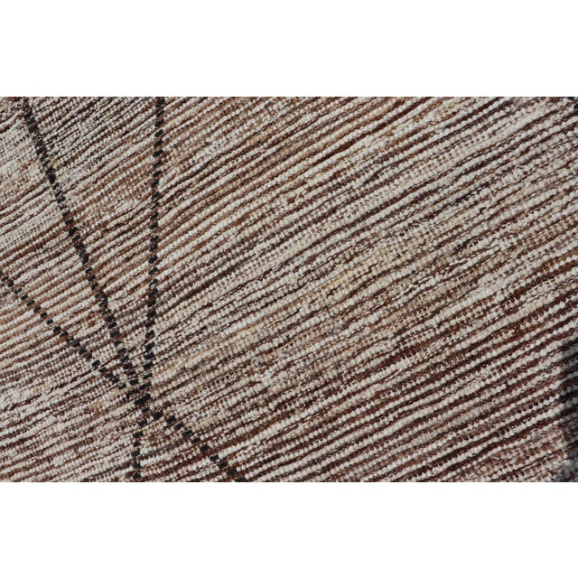 Modern Tribal Runner With Sub-Geometric Diamond Design in Cream and Brown 3'4 X 9'6 For Sale - Image 10 of 10