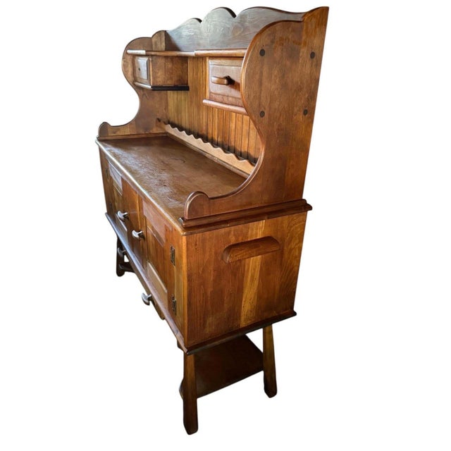 American Antique American Baker’s Cabinet, Classical Wooden Cupboard For Sale - Image 3 of 12