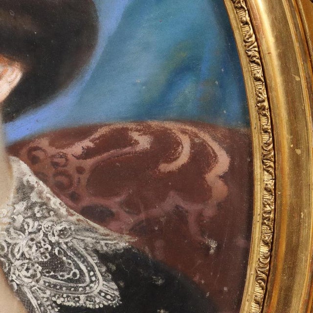 Unknown, Female Portrait, Crayons on Cardboard, Framed For Sale - Image 6 of 12