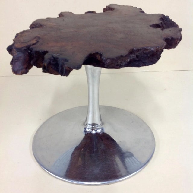 Mid 20th Century Black Walnut Burl Slab Side Table For Sale - Image 4 of 9