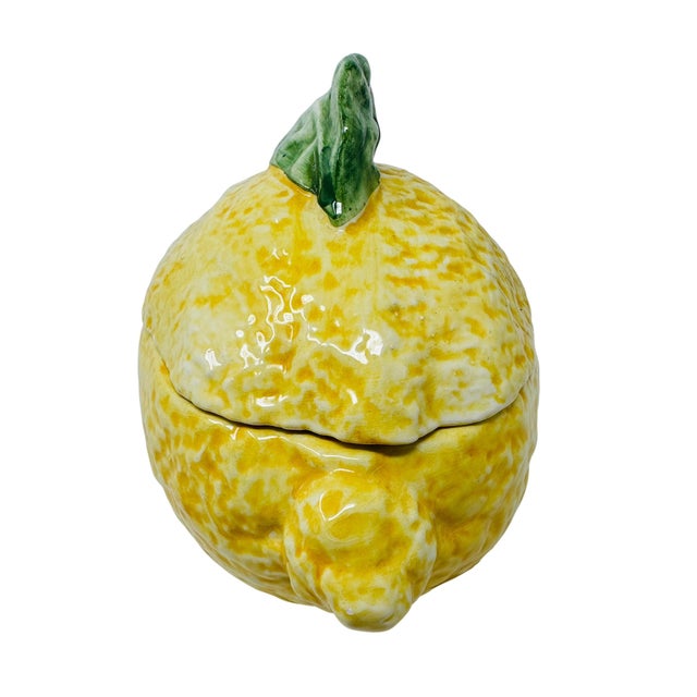 VIETRI Vintage Vietri Hand-Painted Ceramic Lemon Dish - Made in Italy For Sale - Image 4 of 10