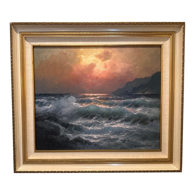 Alex Dzigurski Sunset on the Pacific Ocean on Canvas, Framed For Sale