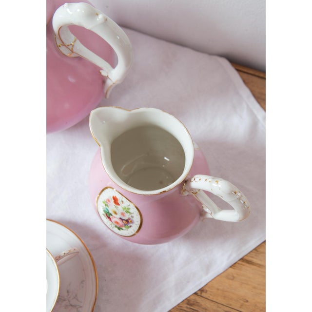 Pink Porcelain Tea Service for 11 with Medallion from Vieux, Paris, 1900s, Set of 25 For Sale - Image 9 of 14