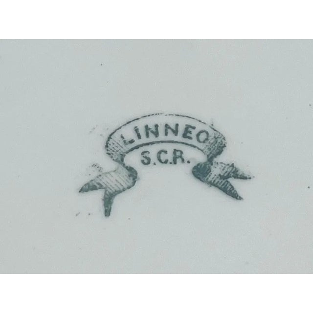 Antique Italian Botanical Plates | s.c.r. Linneo Green Transferware Set (20cm) For Sale In San Francisco - Image 6 of 18