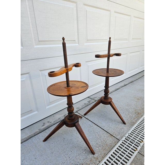 Cushman of Vermont Vintage Wooden Spindle Adjustable Floor Candle Stands For Sale - Image 4 of 15