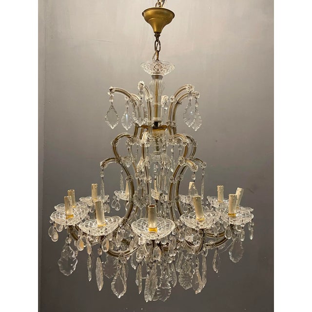 Italian Large Crystal Murano Glass Chandelier, 1950s For Sale - Image 10 of 10
