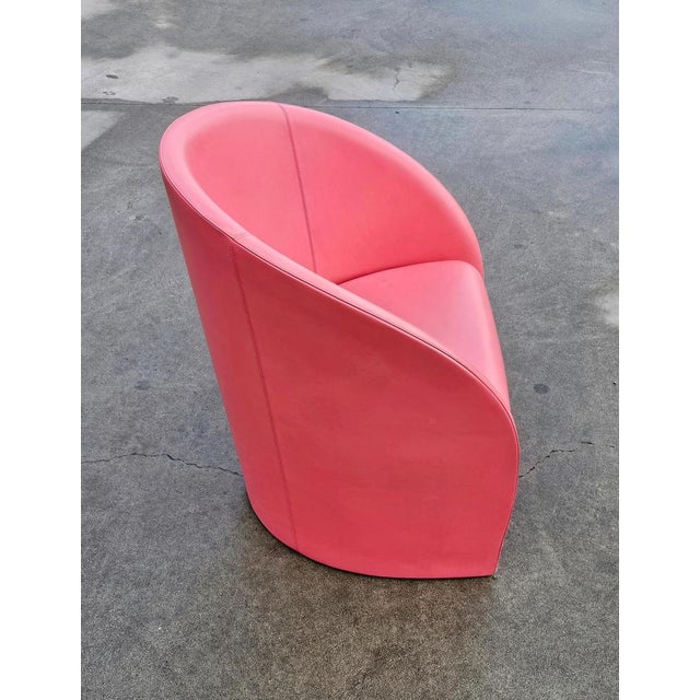 Pink Intervista Club Chair in Pink Leather from Poltrona Frau, Italy, 1989 For Sale - Image 8 of 14