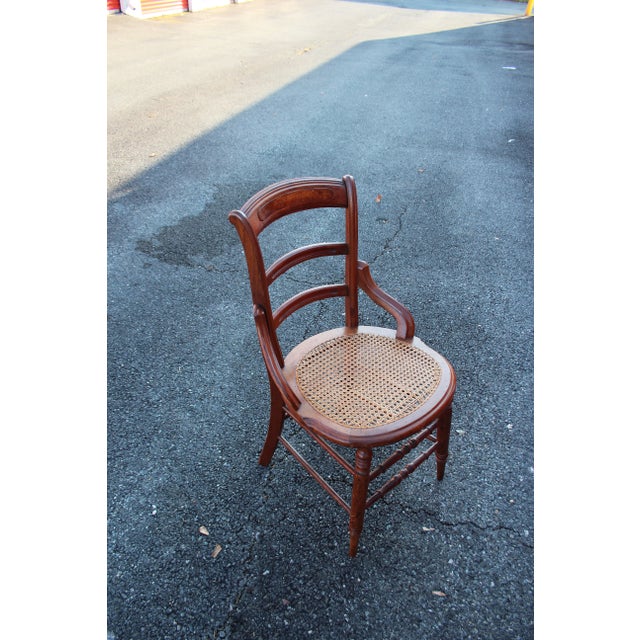 Early 20th Century Early 20th Century Vintage French Country Brown Cane Side Chair For Sale - Image 5 of 7