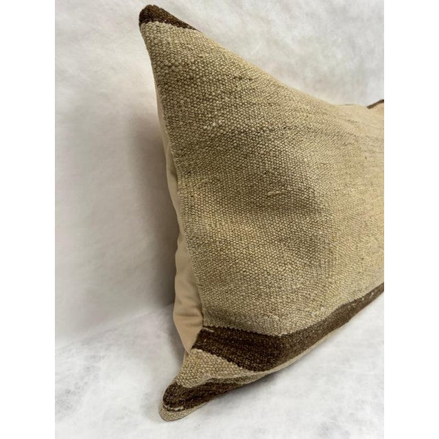 Turkish Hemp Pillow Cushion Natural Beige Brown Pillow Cushion Cover 16" x 24" For Sale - Image 4 of 4