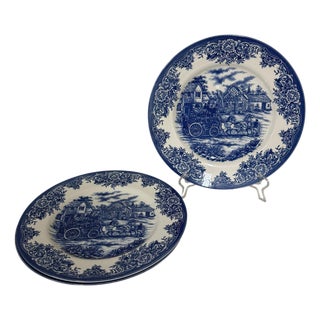 Late 20th Century Royal Stafford Blue and White Dinnerware Plates - Set of 3 For Sale