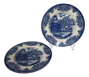 Late 20th Century Royal Stafford Blue and White Dinnerware Plates - Set of 3