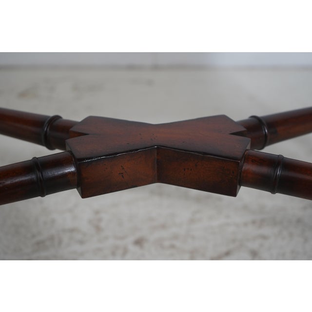 Maitland Smith Mahogany Faux Bamboo Book Trough Magazine Rack For Sale - Image 13 of 15