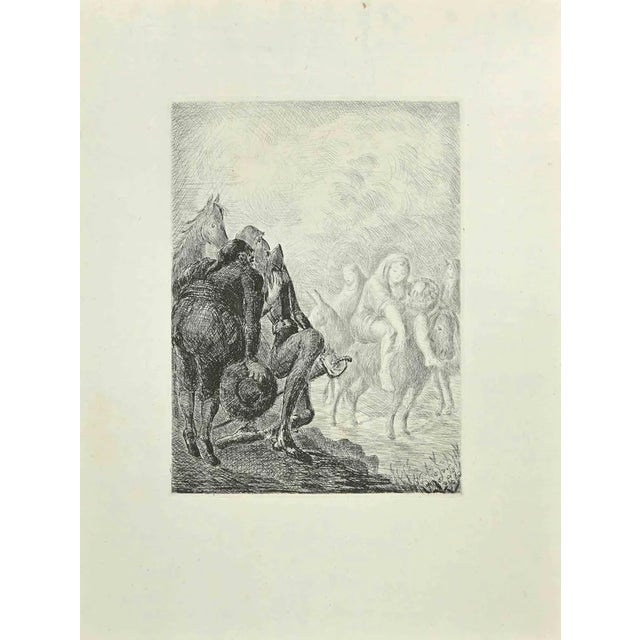 Wladyslaw Jahl, The Meeting, Etching, 1951 For Sale