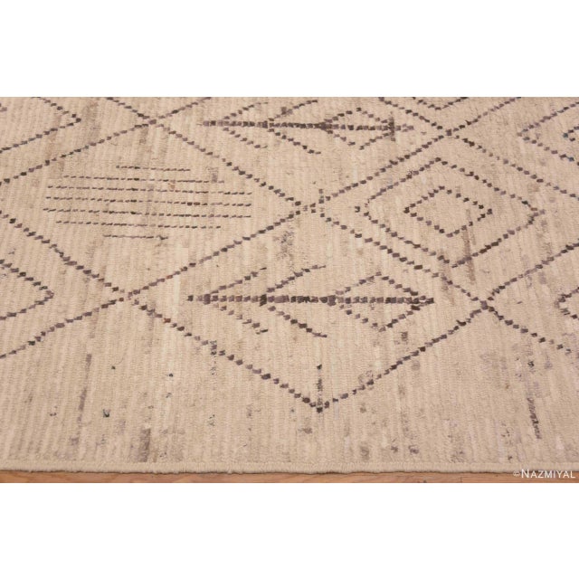 Textile Modern Ivory Cream Tribal Geometric Moroccan Beni Ourain Design Rug For Sale - Image 7 of 9