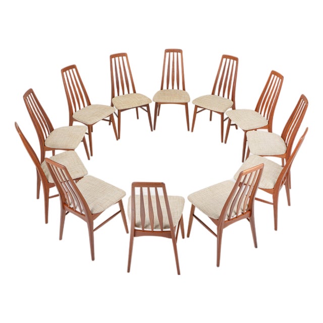 Vintage Eva Dining Chairs by Niels Koefoed for Koefoeds Hornslet, 1960s, Set of 12 For Sale