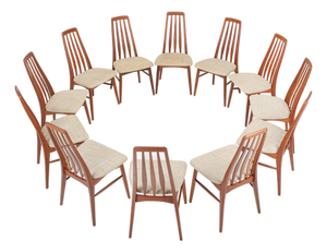 Vintage Eva Dining Chairs by Niels Koefoed for Koefoeds Hornslet, 1960s, Set of 12