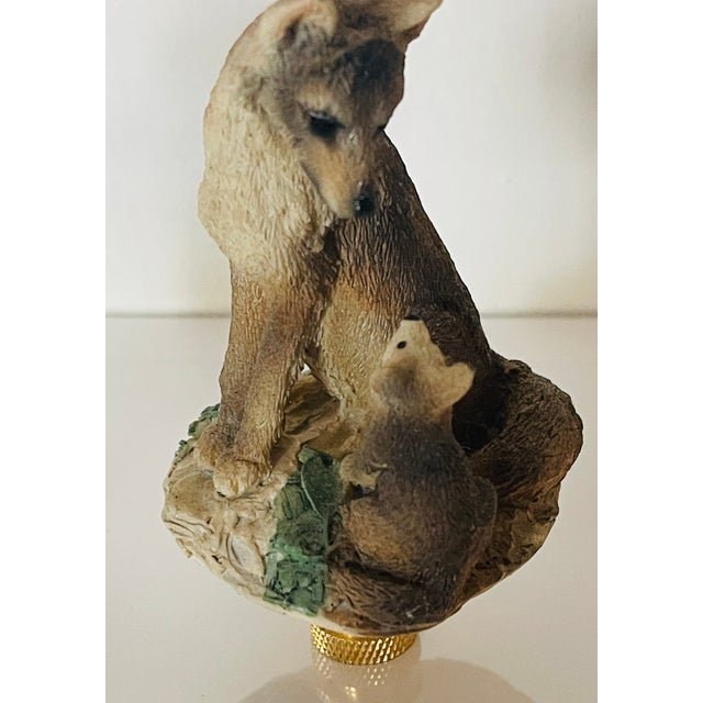 Vintage Wolf Figurines as Lamp Finials - a Pair For Sale - Image 4 of 5