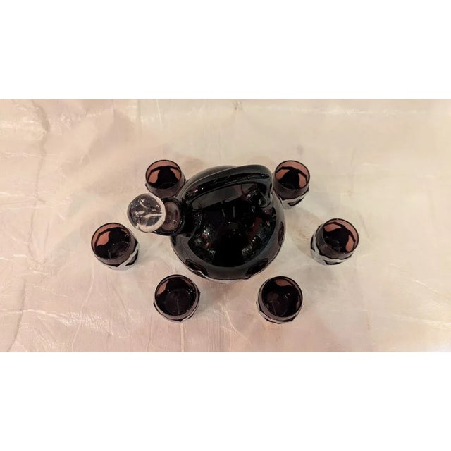 Hy Farber 1930s Art Deco Farberware and Cambridge Glass Decanter and Shots- 8 Pieces For Sale - Image 4 of 9