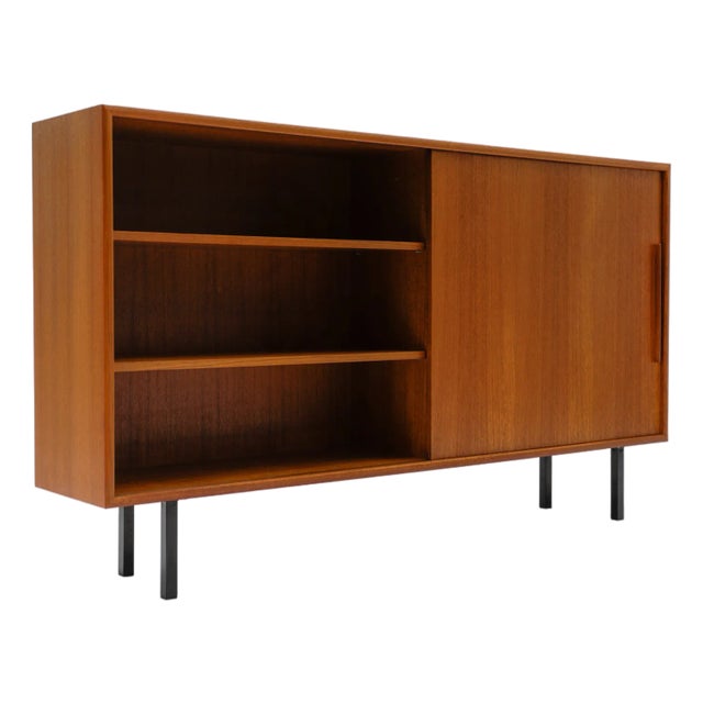 Danish Teak Slide Door Sideboard, 1960s For Sale