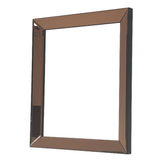 Vintage Peach Smoked Beveled Mirror, 1970s For Sale