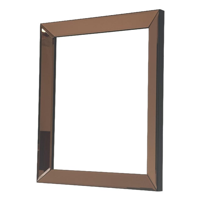 Vintage Peach Smoked Beveled Mirror, 1970s For Sale