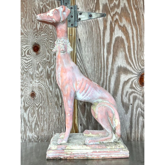 Vintage Boho Patinated Resin Greyhound Statue For Sale - Image 4 of 7