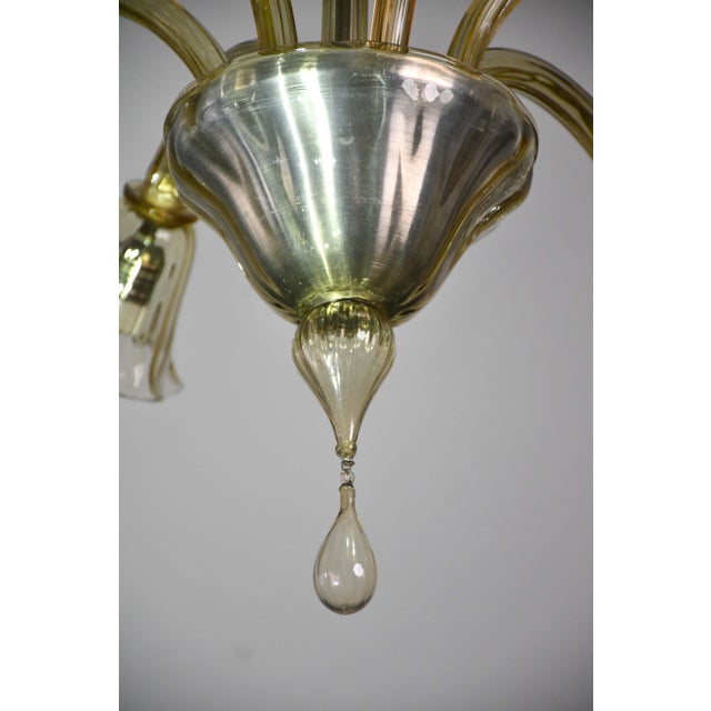 Glass Vintage Murano Glass Chandelier, Amber Color, Six Lights, 1950s Design For Sale - Image 7 of 11