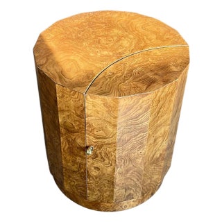 1950s Edward Wormley for Dunbar Pedestal Side Table in Olive Burl For Sale