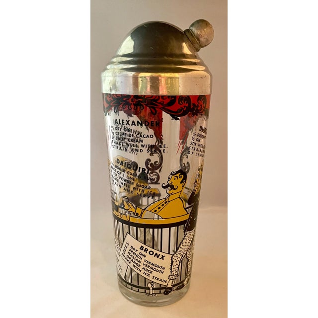 Mid-Century Modern Mid 20th Century Hazel-Atlas "Gay '90s" Glass Cocktail Shaker With Recipes For Sale - Image 3 of 11