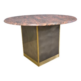 Vintage Round Granite and Brass Center Table from Belgo Chrom, 1970s For Sale