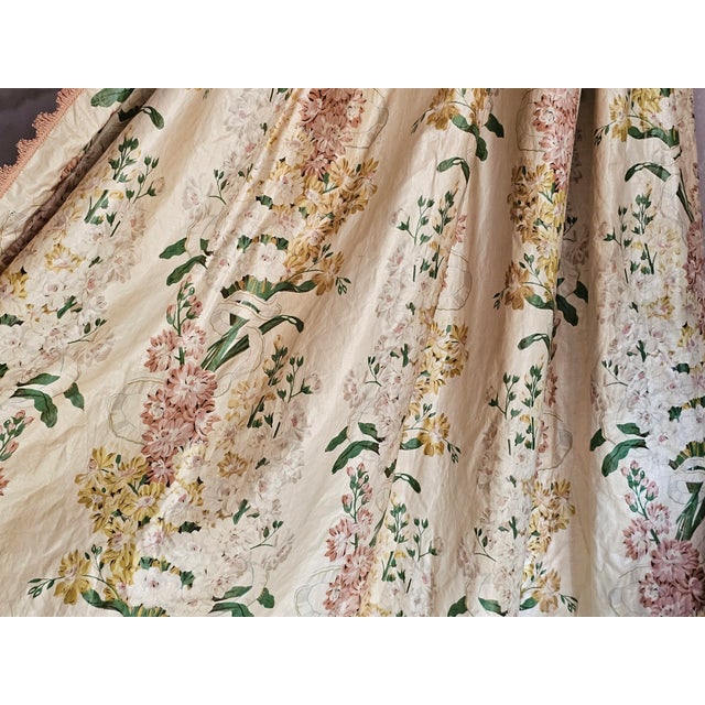 1920s Art Deco French Chintz Bed Crown Canopy with Silk Lining and Original Passementerie, 1920s For Sale - Image 5 of 17