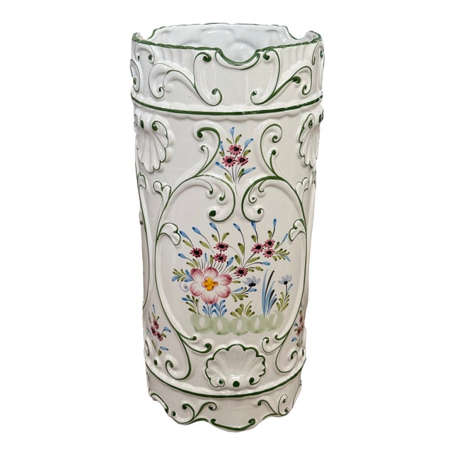 Ceramic Umbrella Stand Made in Portugal For Sale