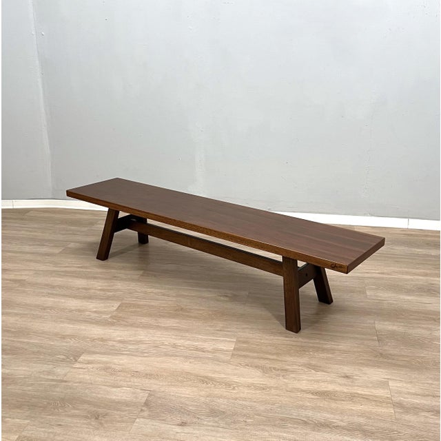 Vintage Brutalist Walnut Bench by Giovanni Michelucci, 1970s For Sale - Image 10 of 10