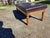 19th-century oak and leather doctor's bench, Height: 47 cm, Length and Width: 150 cm x 62 cm, Adjustable backrest,...