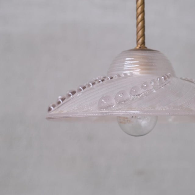 Mid-Century Brass and Glass Pendant Light For Sale - Image 6 of 8