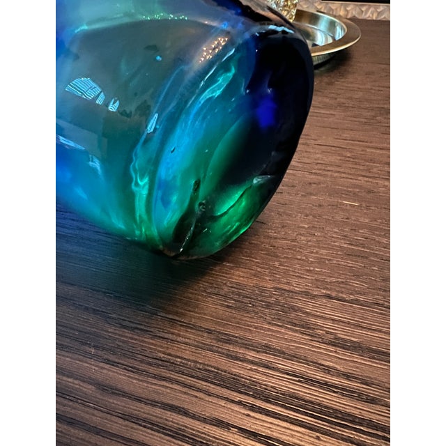 Contemporary Blue Green Glass Swirl Vase For Sale - Image 4 of 8