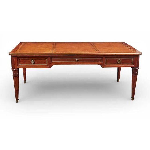 19th C. French Louis XVI Mahogany Bureau Plat For Sale - Image 11 of 12